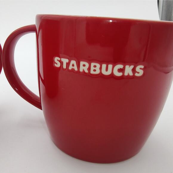 Starbucks 16 oz Ceramic Mug Set Red Partridge Bird Coffee Cups 2011 Holiday - Picture 4 of 13